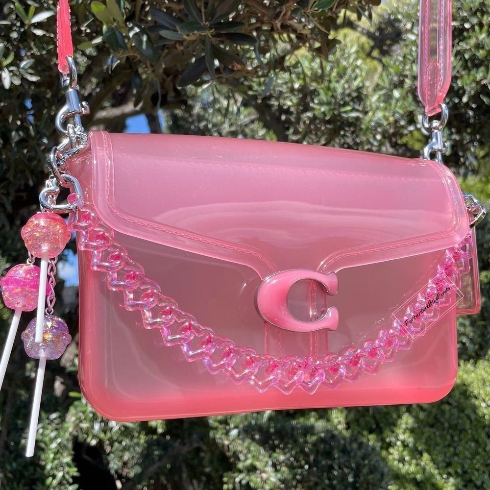 Hot Pink TRIPLE HEARTS Novelty Resin Bag Strap Purse Chain Girly Cute Kawaii Y2K - Picture 6 of 11